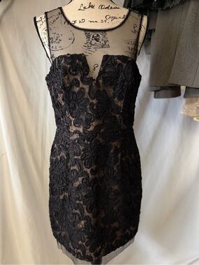 BCBGMaxAzria | Dresses | Bcbgmaxazria Faux Leather With Lace Panel Dress |  Poshmark